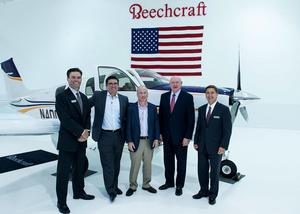 Left to right:  Beechcraft Sales Director Alex Chisholm, Segall Group Vice President and Chief Pilot José R. Santana, Segall Group CEO Andrew Segall, Beechcraft CEO Bill Boisture and Beechcraft VP of Sales Don Mercer. (Beechcraft)