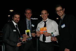 The Outerspace team celebrate their three WorldStar Award wins. From left, Michael Grima, Sergei Plishka, Bryan Terry and Michael Denham.