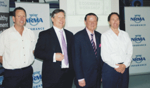 Launching EcoSmash were Grant Nathan of Nathans Smash Repairs, NRMA Insurance national manager supply chain Roy Briggs, Member for Riverstone, John Aquilina and Richard Nathan.