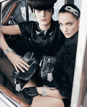 Twin styling: Louis Vuitton.