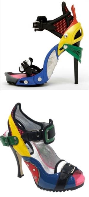 The original Balenciaga heels (above) and Steve Madden's design (below).