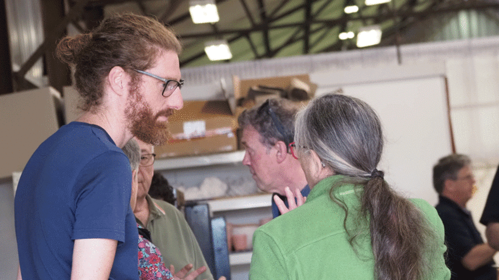 Presenter Adam Markowitz with Studio Woodworkers Australia Chair, Ruth Thompson