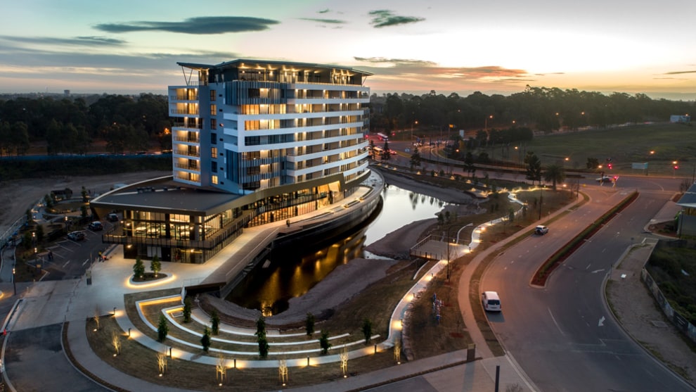 Aveo Norwest, a ten-storey residential apartment building made of cross laminated timber (CLT) and glulam, received the Planet Ark sponsored sustainability award.