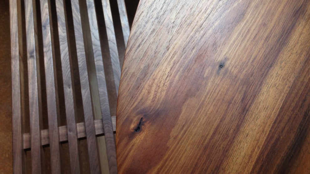 Table and bench in blackwood by Joseph Pringipes. Photo: Raf Nathan