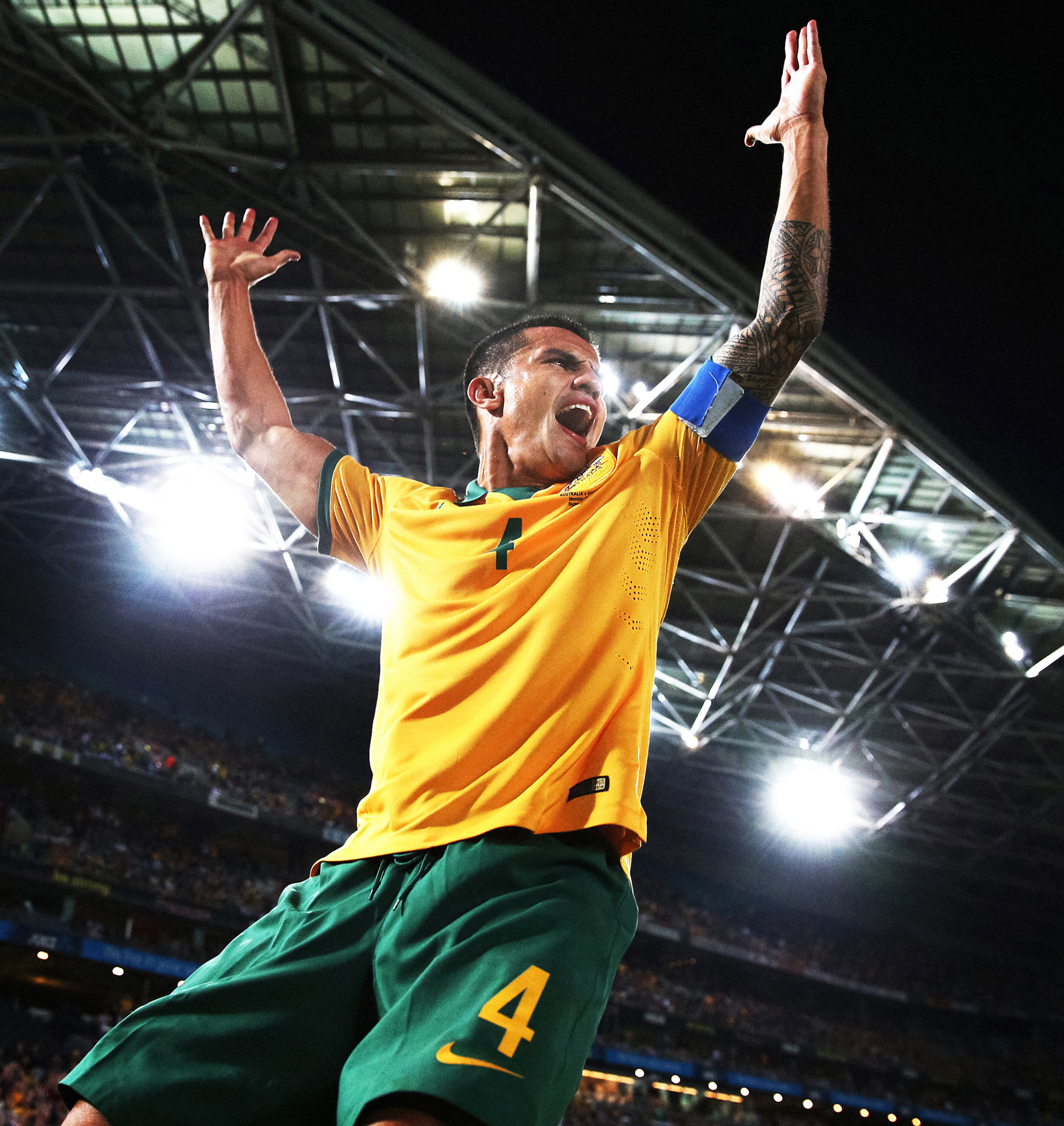 Tim Cahill scores at ANZ Stadium. Image: Phil Hillyard