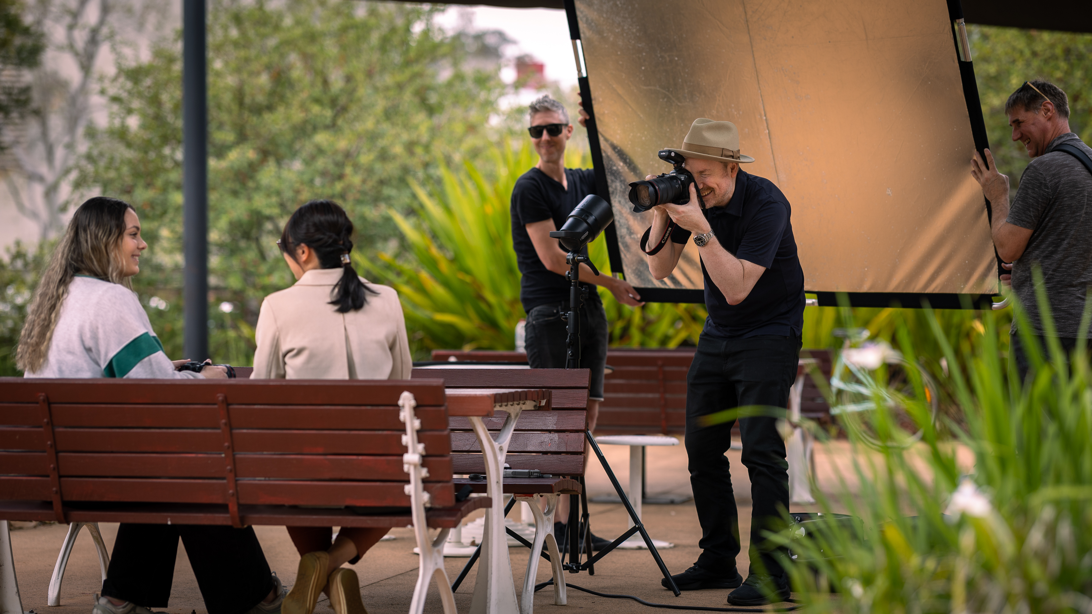 Using the Godox AD1200Pro outdoors in daylight. Powerful enough to even bounce light off a reflector. Image: Peter McDade