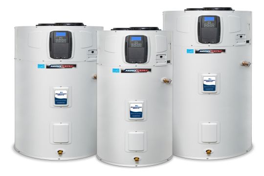 AeroTherm Series G2 residential hybrid electric heat pump water heaters.