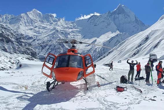 Annapurna Base Camp helicopter flight. LAA