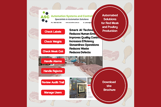 Automation Systems and Controls has released a dedicated Red Meat & Poultry Production Solutions brochure to help Australian processors understand modern factory automation.