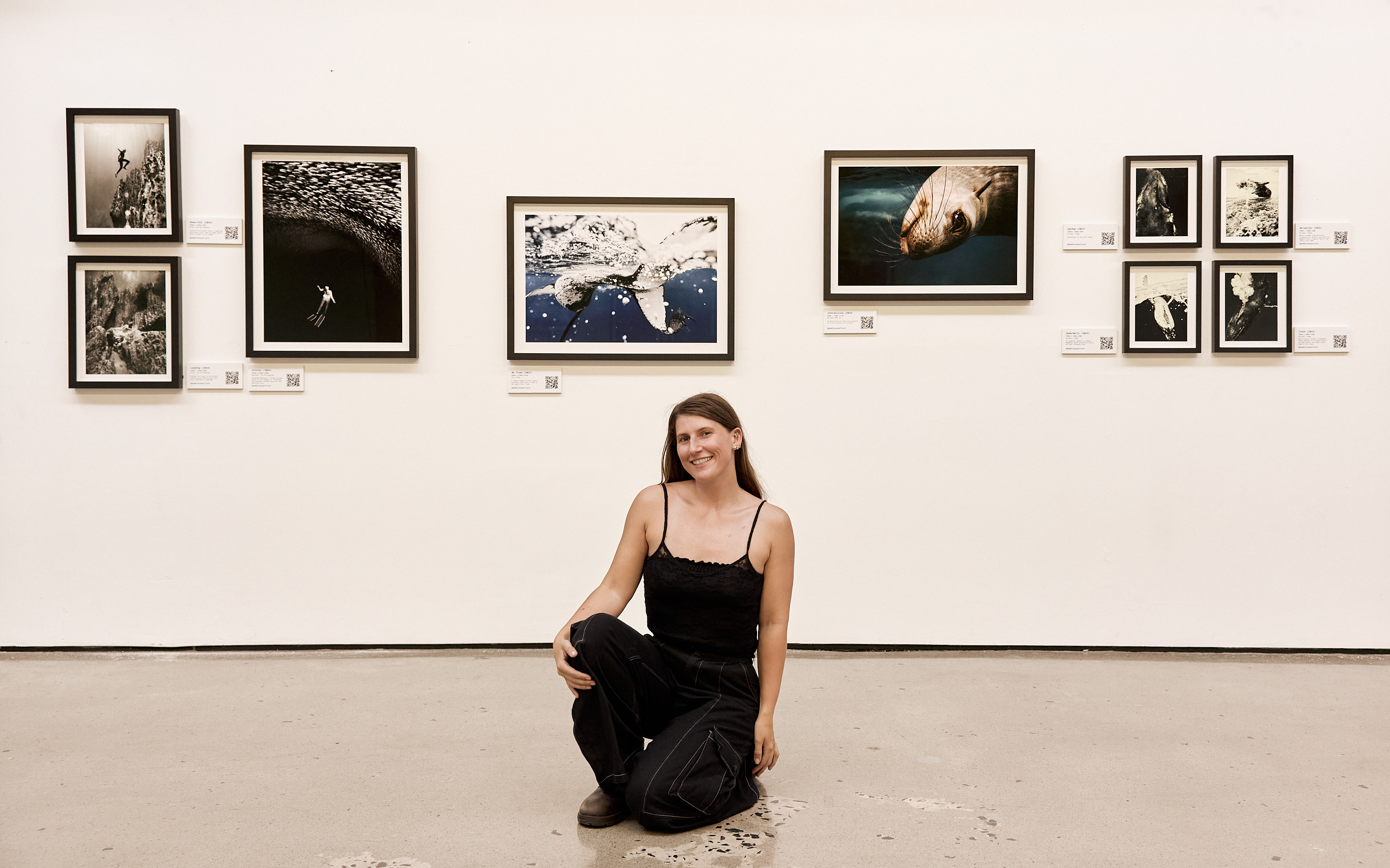 Maddison at her Breathold exhibition at Lunar Studios. Image: Daine Mashiri