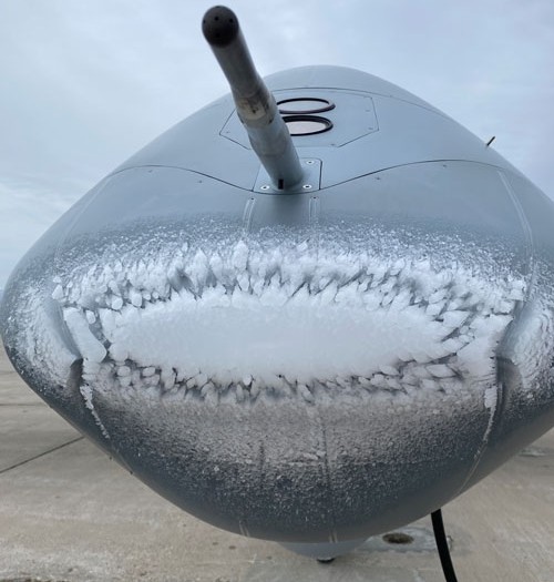 General Atomics Aeronautical Systems has conducted a series of flight tests aimed at certifying the MQ-9B Remotely Piloted Aircraft for Flight Into Known Icing.

Credit: GA-ASI