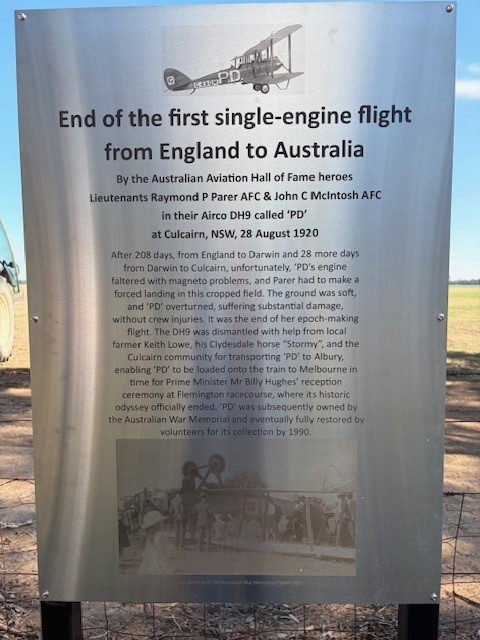 Entrepreneur and aviator Dick Smith has personally funded and installed a monument at Culcairn in southern NSW to mark one of Australia&rsquo;s most significant early aviation milestones. (Dick Smith)