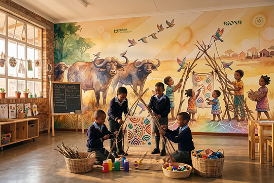 Rebuilding classrooms: Digidelta used its BIOND Bio-Print Film P HT BF 90 White Matte film to produce a set of stunning wall graphics for classrooms at a primary school in South Africa
