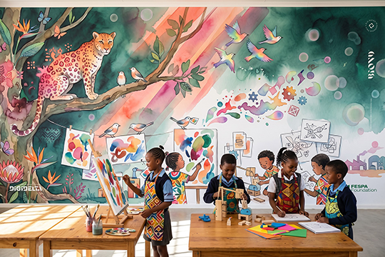 Rebuilding classrooms: Digidelta used its BIOND Bio-Print Film P HT BF 90 White Matte film to produce a set of stunning wall graphics for classrooms at a primary school in South Africa