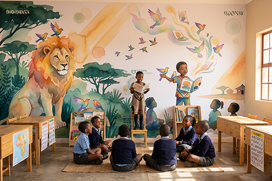 Rebuilding classrooms: Digidelta used its BIOND Bio-Print Film P HT BF 90 White Matte film to produce a set of stunning wall graphics for classrooms at a primary school in South Africa