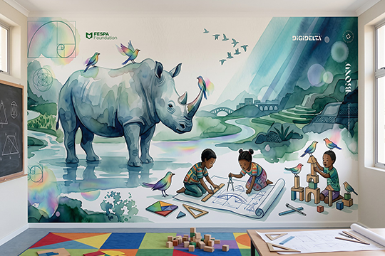 Rebuilding classrooms: Digidelta used its BIOND Bio-Print Film P HT BF 90 White Matte film to produce a set of stunning wall graphics for classrooms at a primary school in South Africa