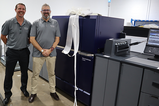 Going digital: (l-r) Scott Lehnhoff, director; and Nick Hewitt, production manager at EPM Print Group with the C14010S