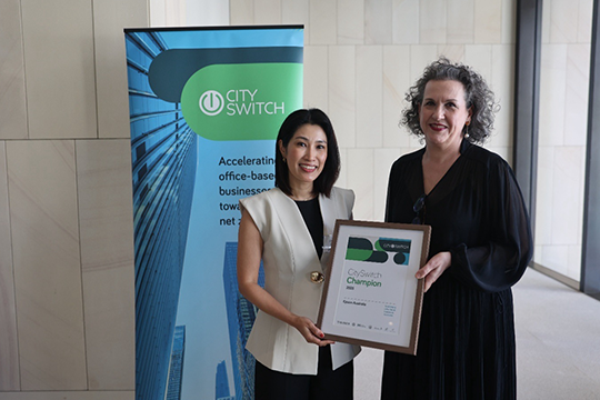Sustainability leader: (l-r) Fatida Un, environment and sustainability manager at Epson Australia; with North Sydney Mayor Zoe Baker