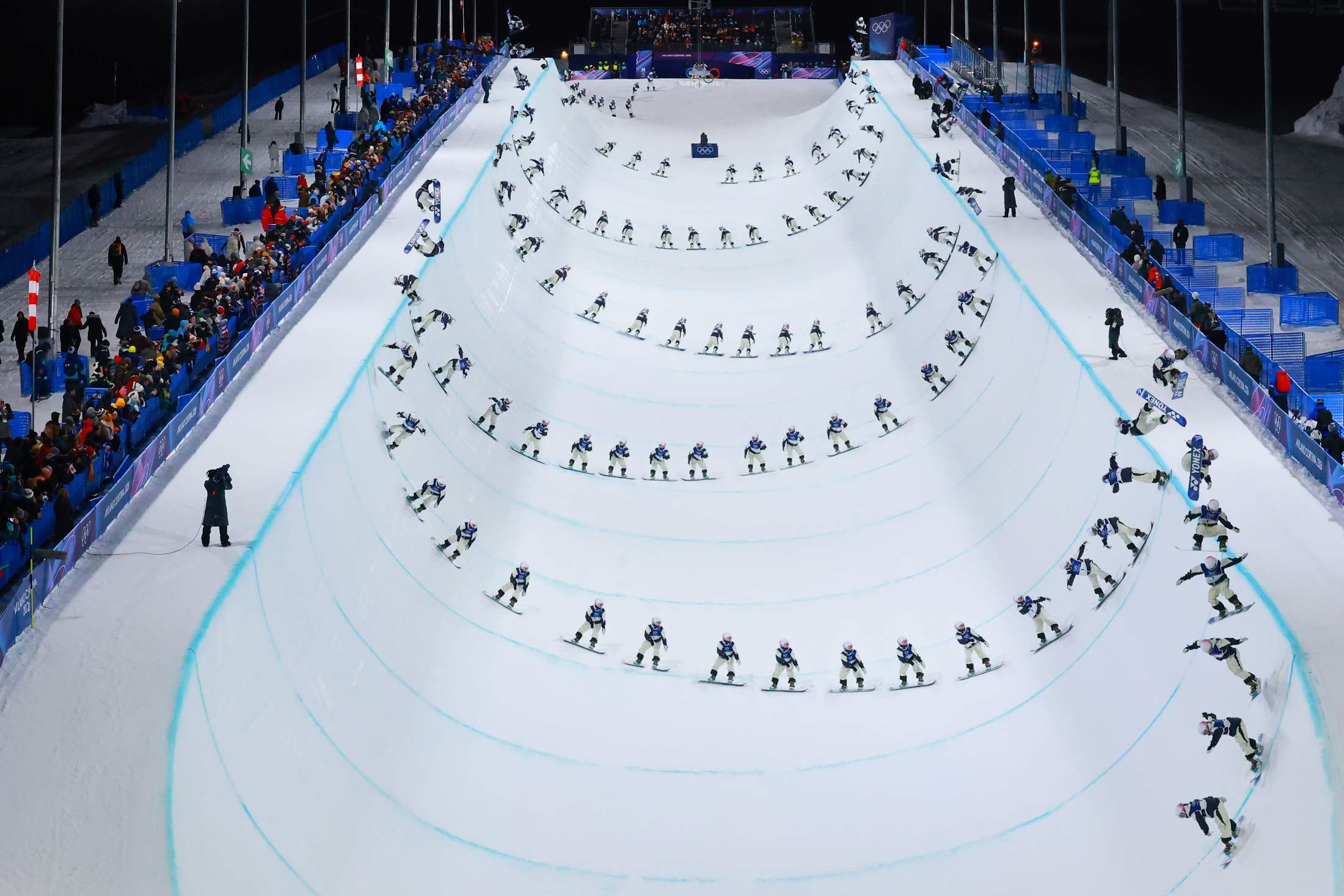 Layers Of The Games - Milano Cortina 2026 Winter OlympicsLIVIGNO, ITALY - FEBRUARY 13: (EDITORS NOTE: Image is a digital composite.) Yuto Totsuka of Team Japan competes in the Men's Snowboard Halfpipe final on day seven of the Milano Cortina 2026 Winter Olympic games at Livigno Snow Park on February 13, 2026 in Livigno, 