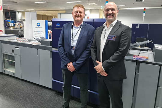 A successful roadshow: (l-r) Grant Thomas, product marketing manager, and Andrew Cocker, general manager of production and industrial print