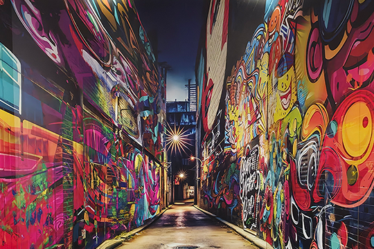 A striking laneway scene: Opal’s Speciality Packaging team presented a show stopping design made from cardboard and powered by digital technologies