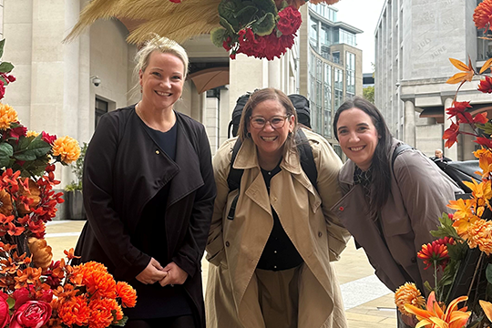 Taking on London: (l-r) Kellie Northwood with National Print Awards winners Zaidee Jackson and Isobel Clark