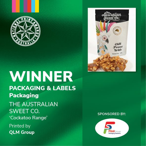 2026 National Print Awards: QLM Group’s flexibles division for confectionery brand The Australian Sweet Co has won the Packaging category