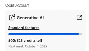 You can check your AI credits left through your Adobe Account details.