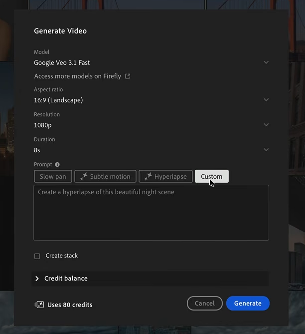 Lightroom's Photo to Video tool allows you to take a still and make a short clip from it. Image: Adobe.