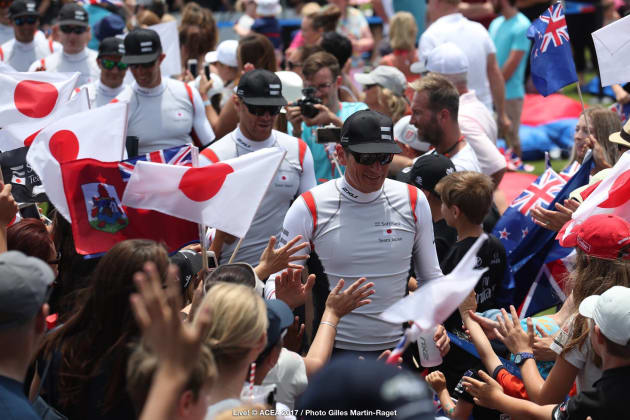The all-male crews are introduced to the crowd. Photo Gilles Martin-Raget/ACEA.