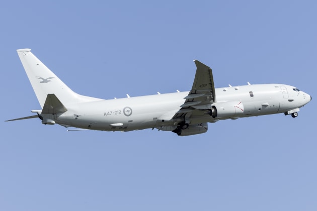 A Royal Australian Air Force P8-A Poseidon aircraft takes off from United States Air Force Kadena Air Base, Japan, during Operation Argos 25-1.

Credit: Defence