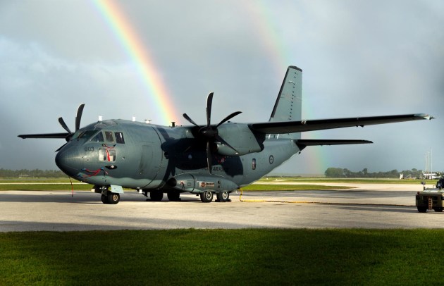 A Spartan under a double rainbow at Fua`amotu International Airport in Tonga during Operation Solania 25-2.

Credit: Defence