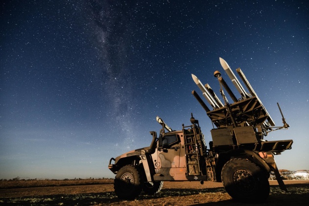An Army Hawkei High Mobility Launcher loaded with AIM120 AMRAAM training rounds at Bradshaw Field Training Area during Exercise Talisman Sabre 2025.

Credit: Defence