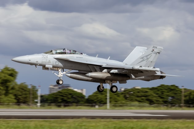 A Royal Australian Air Force EA-18G Growler lands at Clark Air Base, Philippines, during Exercise ALON 2025.

Credit: Defence