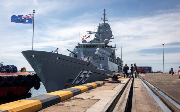 HMAS Ballarat arrives at Kuantan port in Malaysia ahead of Exercise Bersama Lima.

Credit: Defence