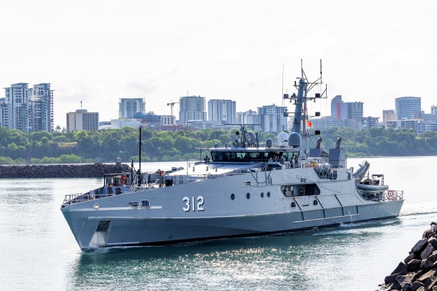Defence has accepted the tenth and final Evolved Cape class Patrol Boat for the Royal Australian Navy, ADV Cape Hawke, in a ceremony at Henderson shipyard in Western Australia on 27 February 2026. Pictured is HMAS Cape Solander.

Credit: Defence