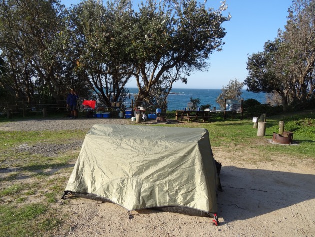 Ocean view camping at Boorkoom on day three of the Yuraygir trail.