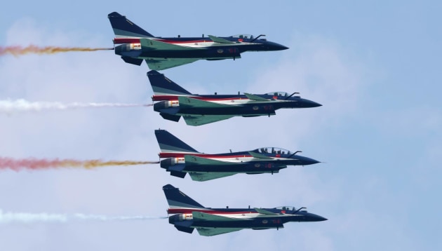 The Chinese People&rsquo;s Liberation Army Air Force (PLAAF) aerobatic team Ba Yi (August 1st) were part of the large Chinese contingent at Singapore 2026.

Credit: Nigel Pittaway