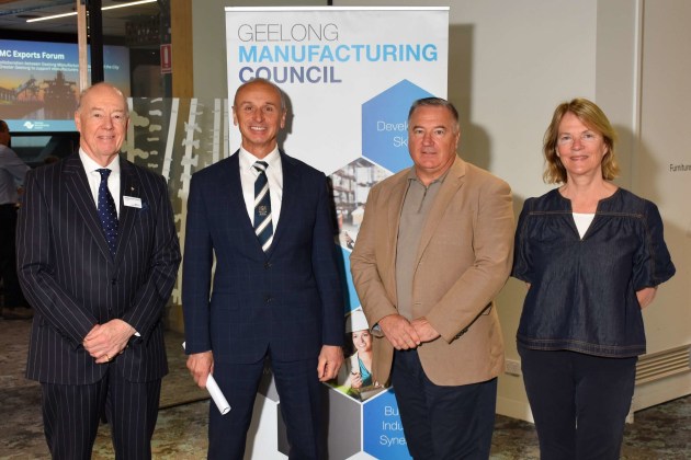 Geelong Councillor Rowan Story, Mayor Kontelj, managing director and CEO of Farm Foods Australia Greg Hughes, CEO of Geelong Manufacturing Council Jenn Conley.
Source: City of Greater Geelong