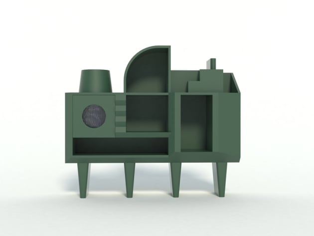 MITCHELL EATON | VIC

The Brut Shelf draws its character from the forms of brutalist architecture. Chamfered edges and pure geometries combine with architectural elements, such as steps and roof follies, to form this cabinet of curiosities.

The shelf features a number of alcoves in different widths and heights as well as closed storage to house an array of books and coveted objects. All of the elements are united in a consistent finish to highlight the geometry with no distraction.