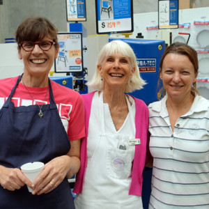 Brisbane demonstrators at IWD, left to right: Carol Russell, Patt Gregory, Sandra Skodnik
