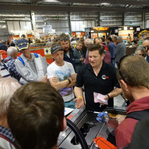 Gathering around for Sawstop safety demo.