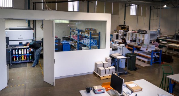 Momento Pro's new print room, bindery and dispatch department in Zetland, including the HP Indigo 7900 digital press (left).