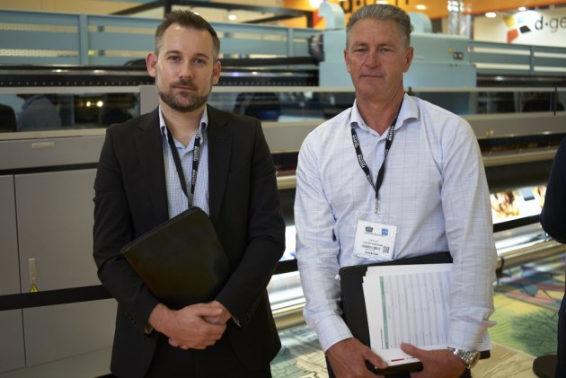From left: Ashley Playford, national sales manager Fujifilm Australia, and Graham Blackall, ANZ technical sales specialist, with the Fujifilm Acuity Ultra.