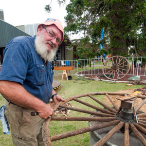 Have-A-Go!-Festival demonstration: wheelwrighting with Kerry Riehl.
