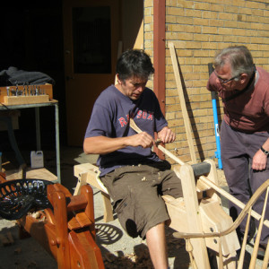 Alastair Boell demonstrating on the shave horse.
