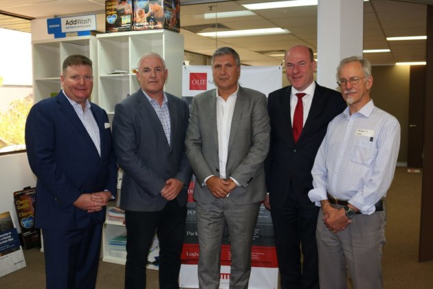 (L-R) Andrew Macaulay, PIAA; Adam Hanks and Robert Doban, Immij; Trent Zimmerman MP; and James Cryer, JDA.
