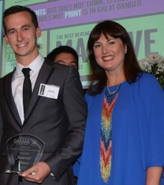A much richer Samuel Moss with Karen Goldsmith, Executive Director, GAMAA