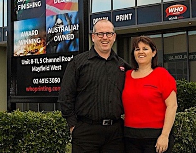 (l-r) Brett and Melanie Ogle, co-owners WHO Printing.
