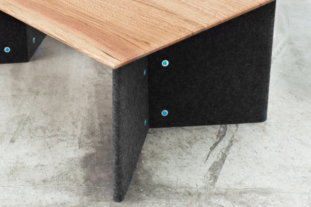 Elliot Bastianon, Orientation uses EchoPanel&reg; acoustic sheet in V-sections which support an oak top. Photo: Charlie White